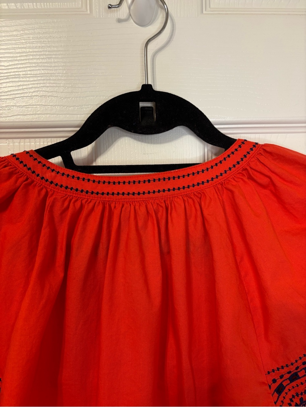 St. John’s Bay 100% Cotton Embroidered Peasant Blouse Orange Medium - Picture 10 of 16